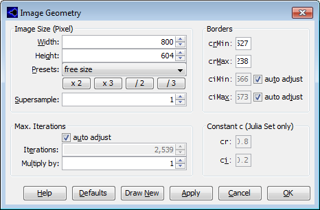 data settings dialog