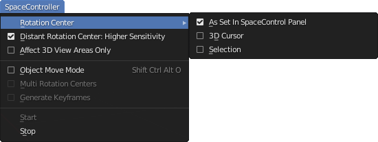 SpaceControl Menu