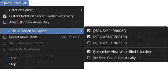 SpaceControl Menu with new Submenu